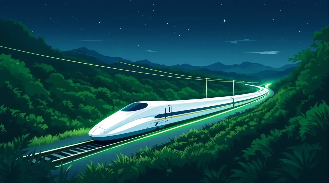 激情小视频 下一班发车 新干线驶过绿色夜景